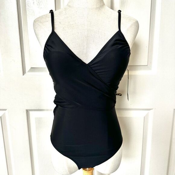 Nicole Miller one piece criss cross bathing suit with shirring  NWT - Picture 1 of 16